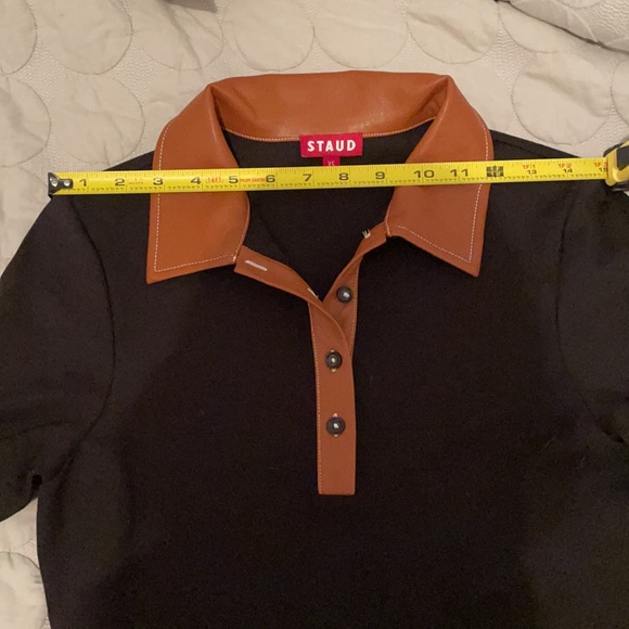 STAUD Jay Polo Dress with faux leather collar Size XS - Picture 9 of 15